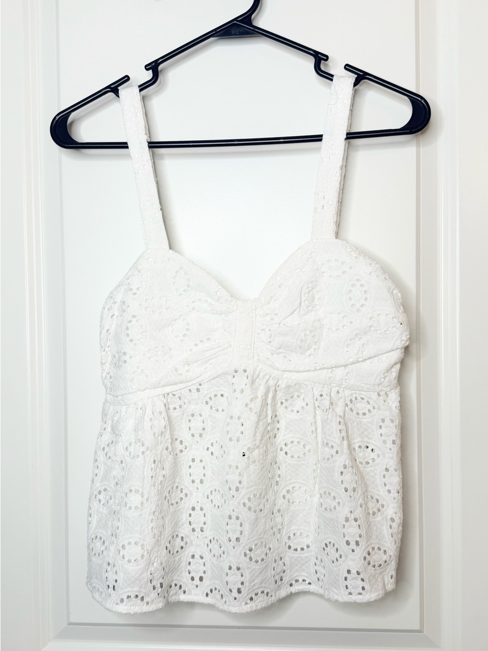 Color Block Womens S White Eyelet Babydoll Tank Top Bustier Cottagecore NWT